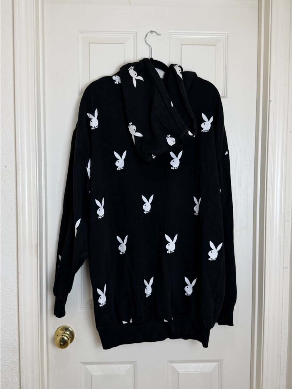 PLAYBOY x MISSGUIDED Black Hoodie Dress with White Bunny Print SIZE 8 - Picture 4 of 6